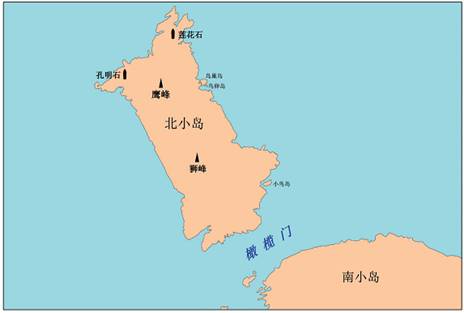 北小島及其周邊地理實(shí)體位置示意圖