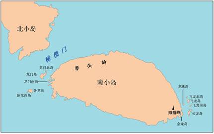 南小島及びその周辺地理的実體の位置見(jiàn)取図